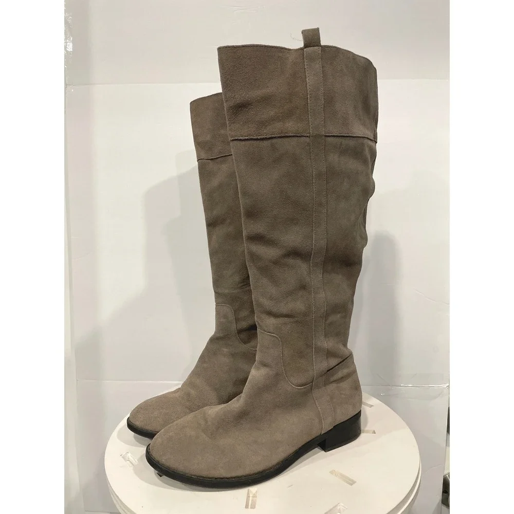 Torrid Womens 9W Tan Genuine Suede Over Knee High‎ Boots Side Zip Block Heel
